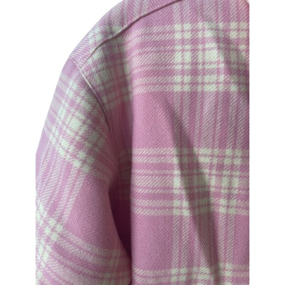 Miu Miu Pink & White Plaid Wool Button-Up Shirt Jacket Womens - Picture 3 of 13